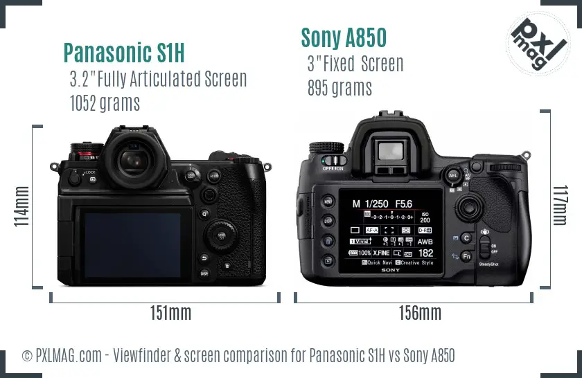 Panasonic S1H vs Sony A850 Screen and Viewfinder comparison