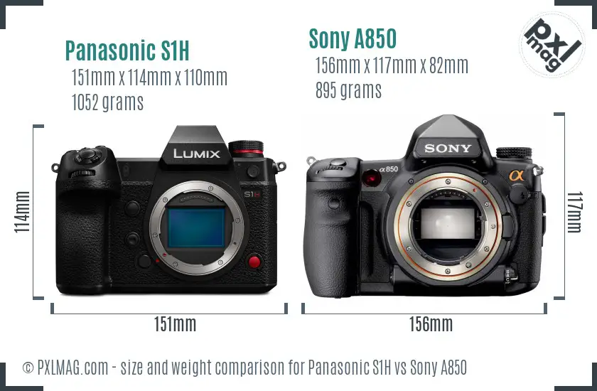 Panasonic S1H vs Sony A850 size comparison