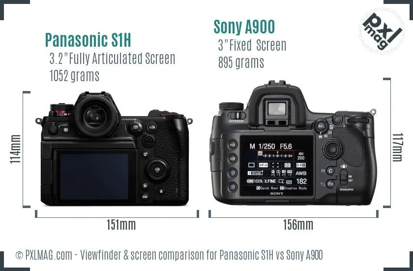 Panasonic S1H vs Sony A900 Screen and Viewfinder comparison