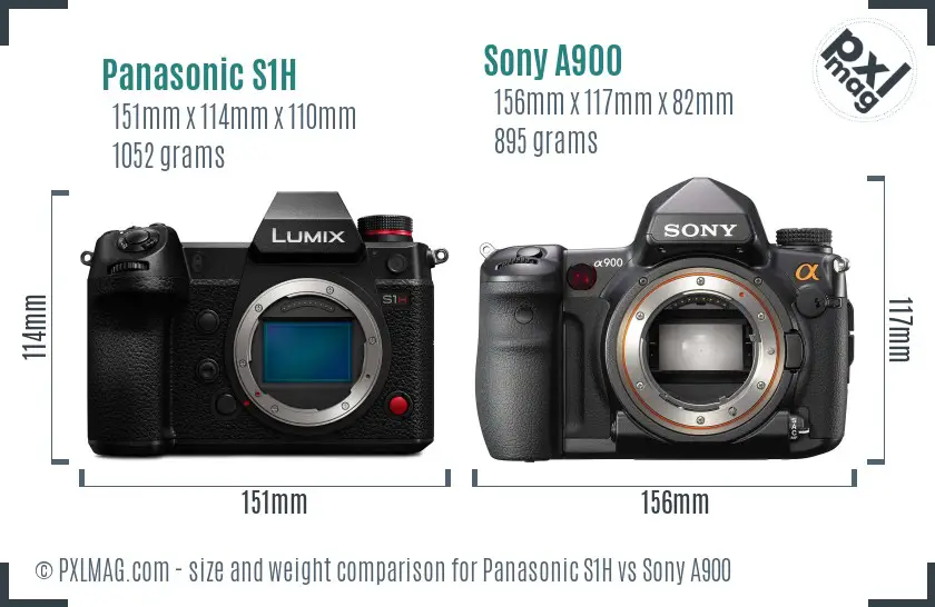 Panasonic S1H vs Sony A900 size comparison