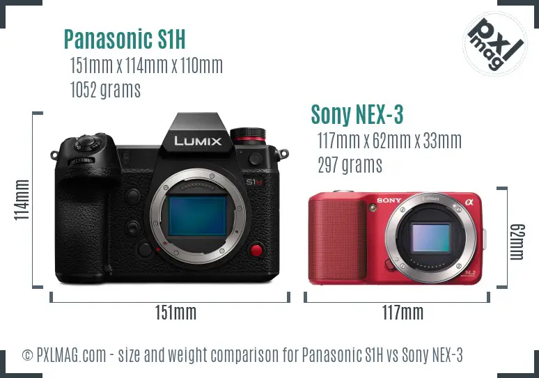 Panasonic S1H vs Sony NEX-3 size comparison