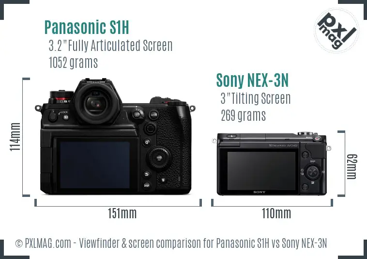 Panasonic S1H vs Sony NEX-3N Screen and Viewfinder comparison