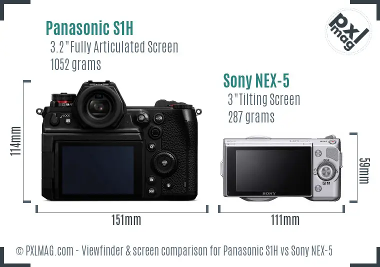 Panasonic S1H vs Sony NEX-5 Screen and Viewfinder comparison