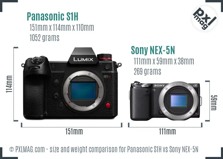 Panasonic S1H vs Sony NEX-5N size comparison