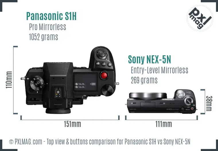 Panasonic S1H vs Sony NEX-5N top view buttons comparison