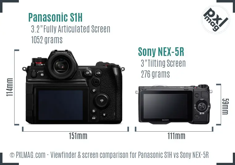 Panasonic S1H vs Sony NEX-5R Screen and Viewfinder comparison