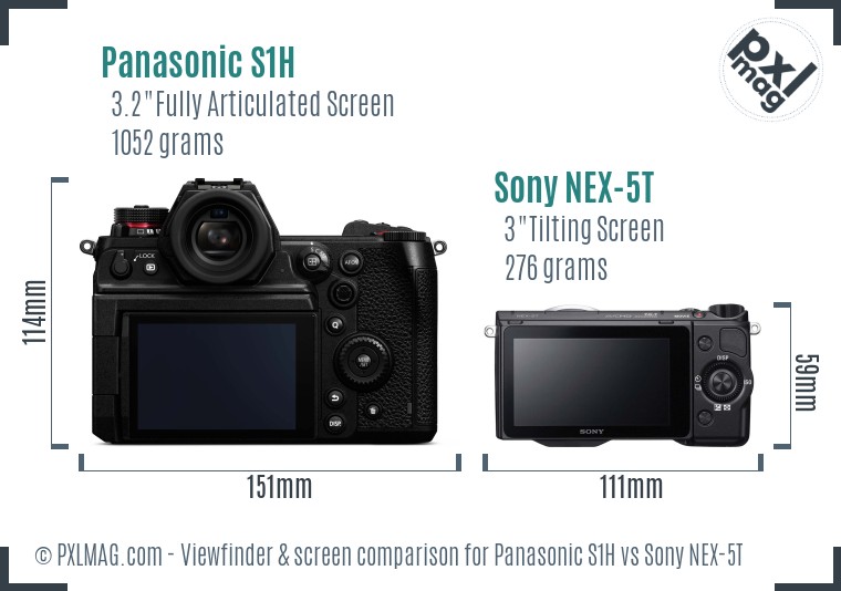 Panasonic S1H vs Sony NEX-5T Screen and Viewfinder comparison