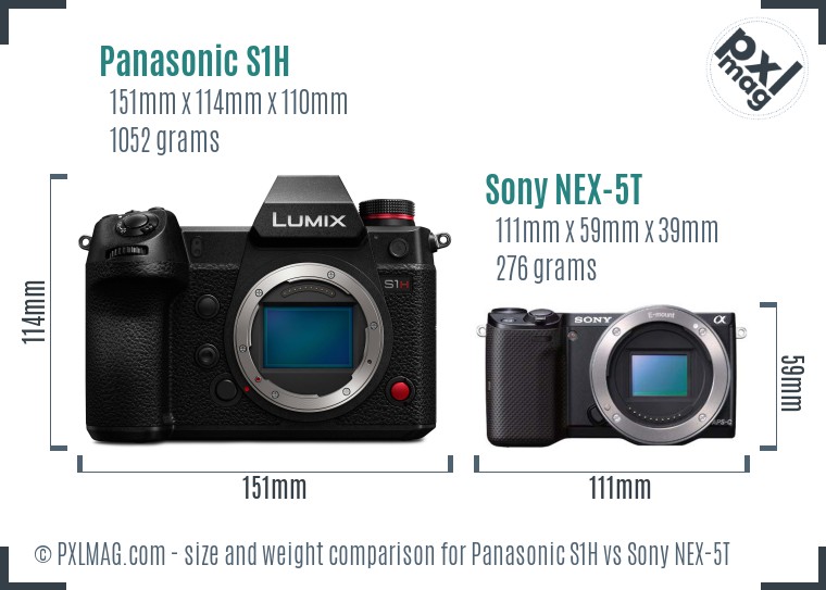 Panasonic S1H vs Sony NEX-5T size comparison