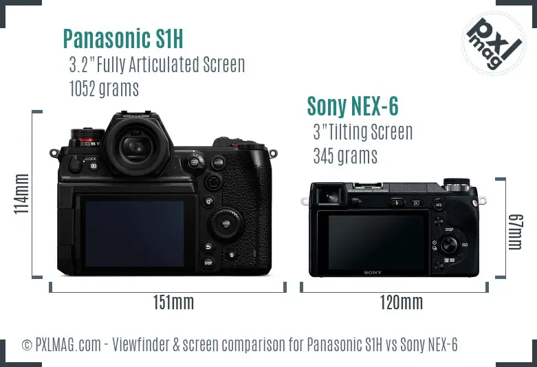 Panasonic S1H vs Sony NEX-6 Screen and Viewfinder comparison