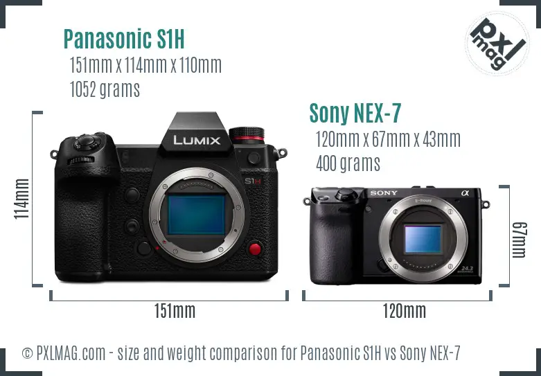 Panasonic S1H vs Sony NEX-7 size comparison