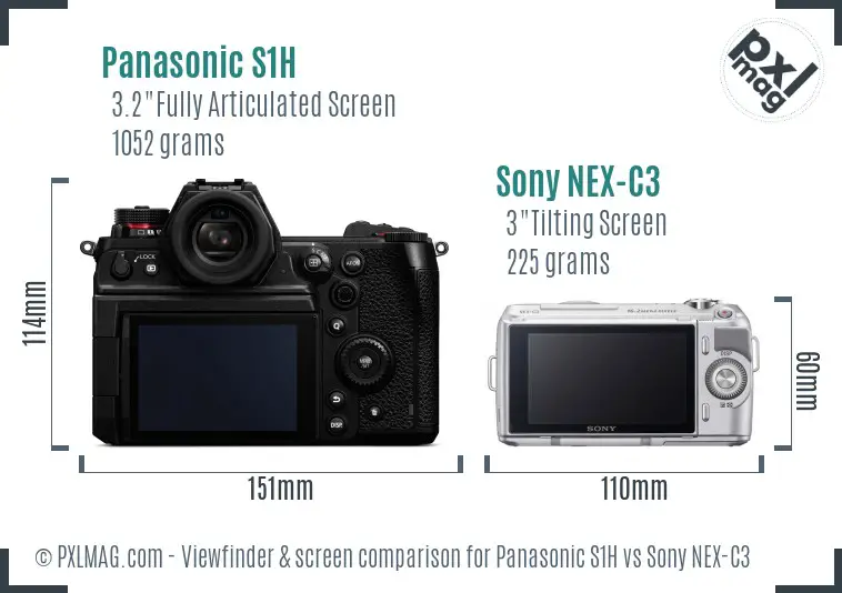 Panasonic S1H vs Sony NEX-C3 Screen and Viewfinder comparison