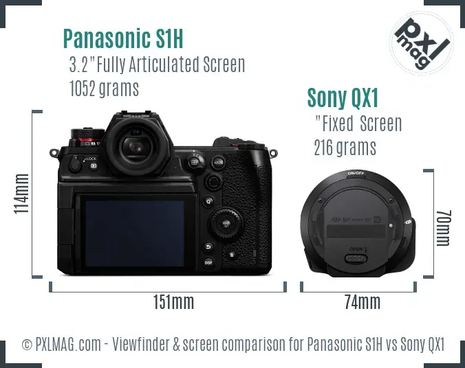Panasonic S1H vs Sony QX1 Screen and Viewfinder comparison