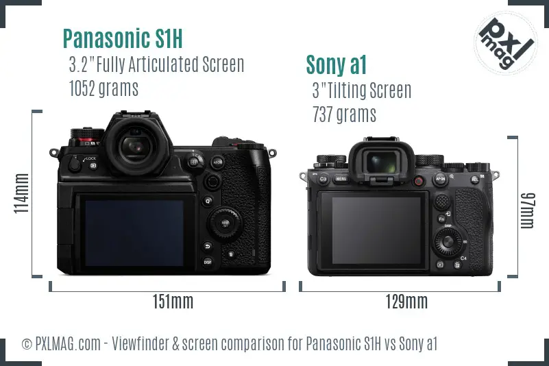 Panasonic S1H vs Sony a1 Screen and Viewfinder comparison
