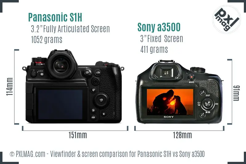 Panasonic S1H vs Sony a3500 Screen and Viewfinder comparison