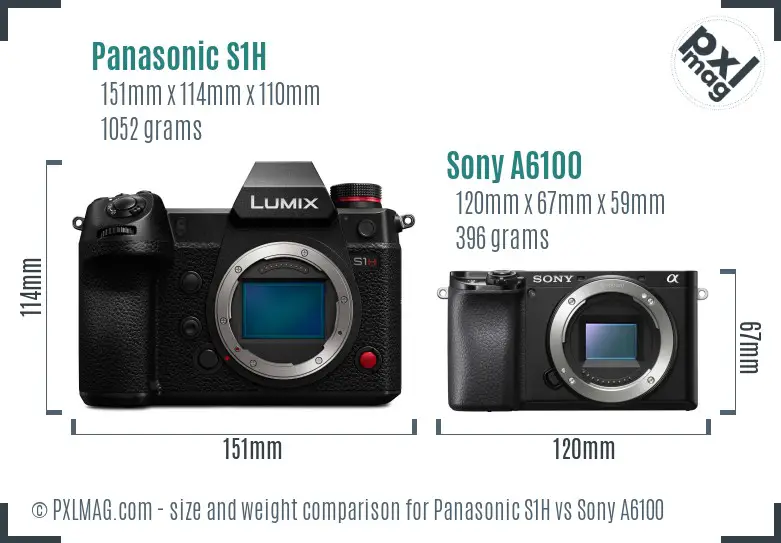 Panasonic S1H vs Sony A6100 size comparison