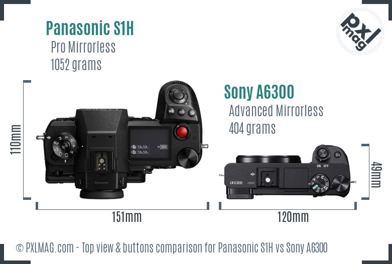 Panasonic S1H vs Sony A6300 top view buttons comparison