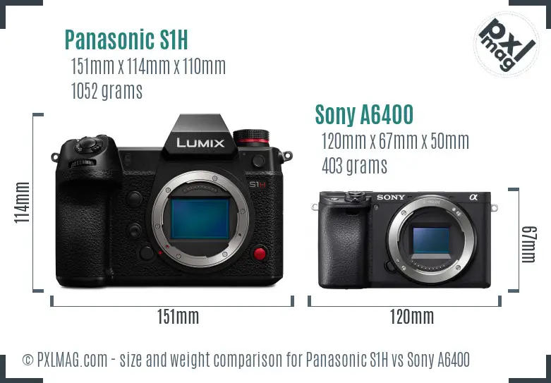 Panasonic S1H vs Sony A6400 size comparison