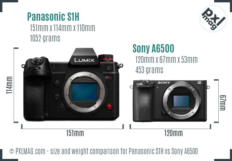 Panasonic S1H vs Sony A6500 size comparison