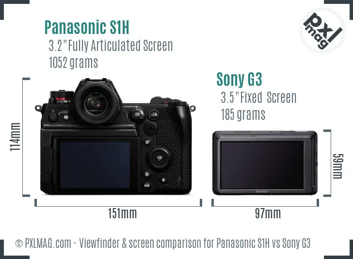 Panasonic S1H vs Sony G3 Screen and Viewfinder comparison