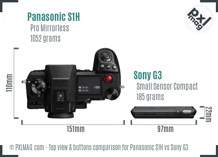Panasonic S1H vs Sony G3 top view buttons comparison