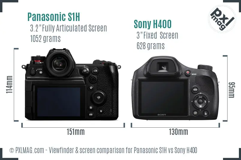 Panasonic S1H vs Sony H400 Screen and Viewfinder comparison