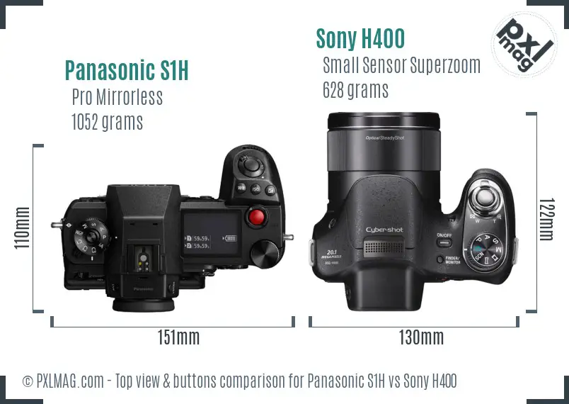 Panasonic S1H vs Sony H400 top view buttons comparison