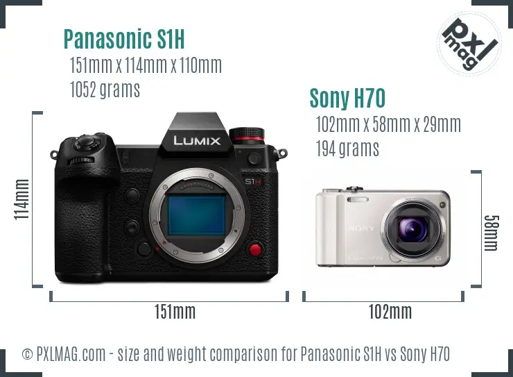 Panasonic S1H vs Sony H70 size comparison