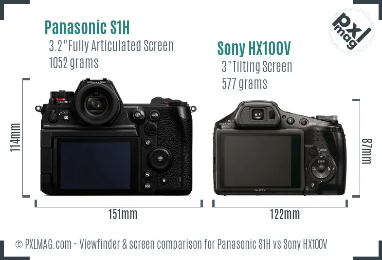 Panasonic S1H vs Sony HX100V Screen and Viewfinder comparison