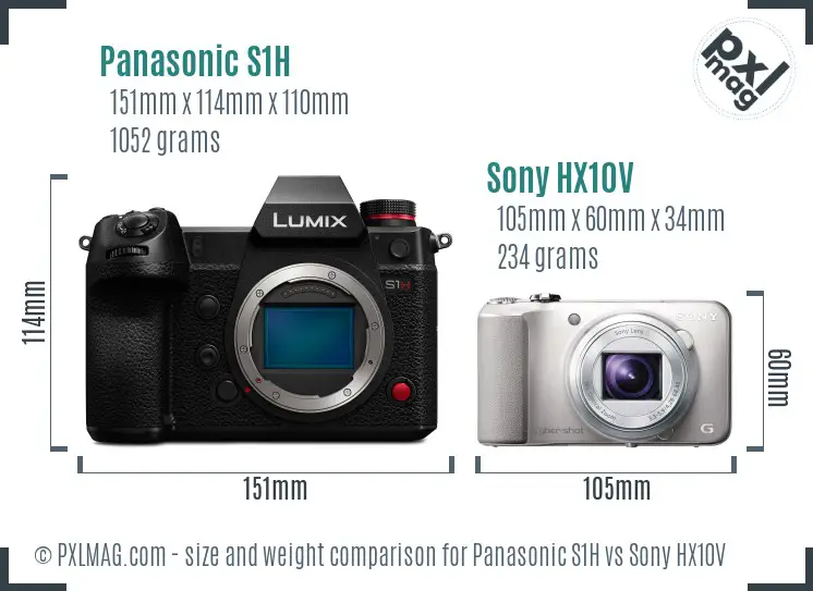 Panasonic S1H vs Sony HX10V size comparison