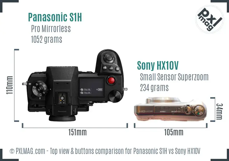 Panasonic S1H vs Sony HX10V top view buttons comparison
