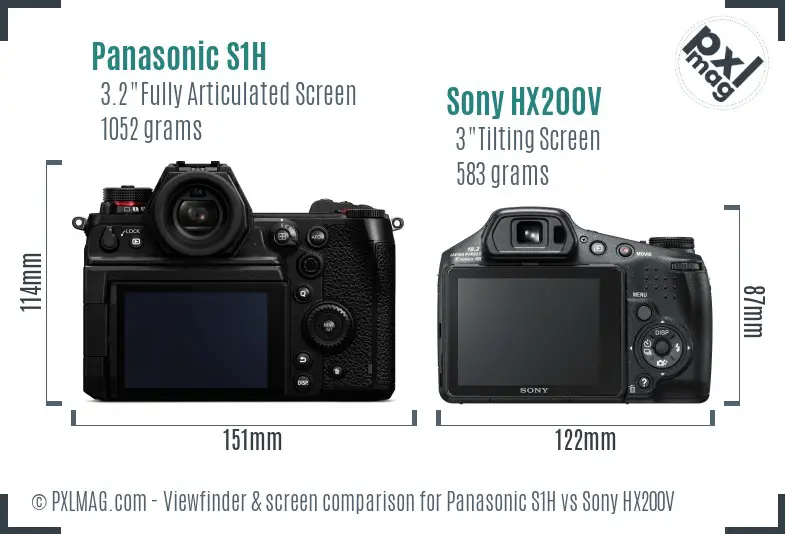 Panasonic S1H vs Sony HX200V Screen and Viewfinder comparison