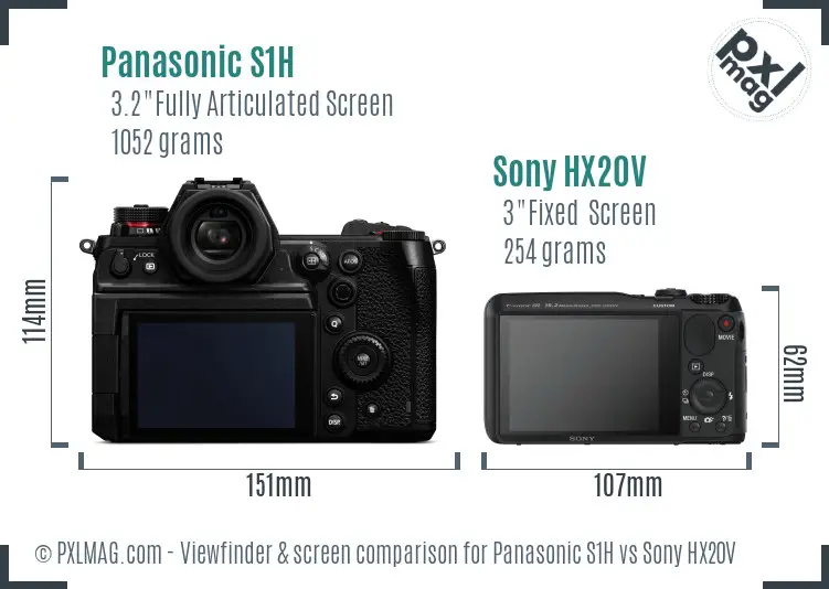 Panasonic S1H vs Sony HX20V Screen and Viewfinder comparison