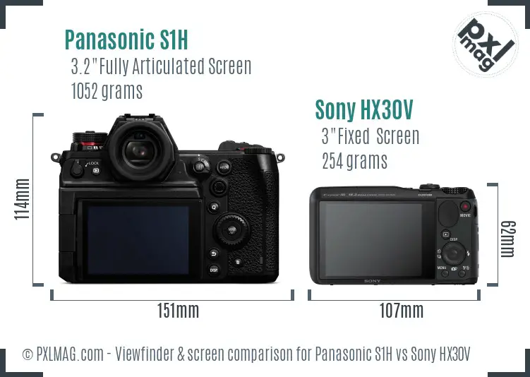 Panasonic S1H vs Sony HX30V Screen and Viewfinder comparison
