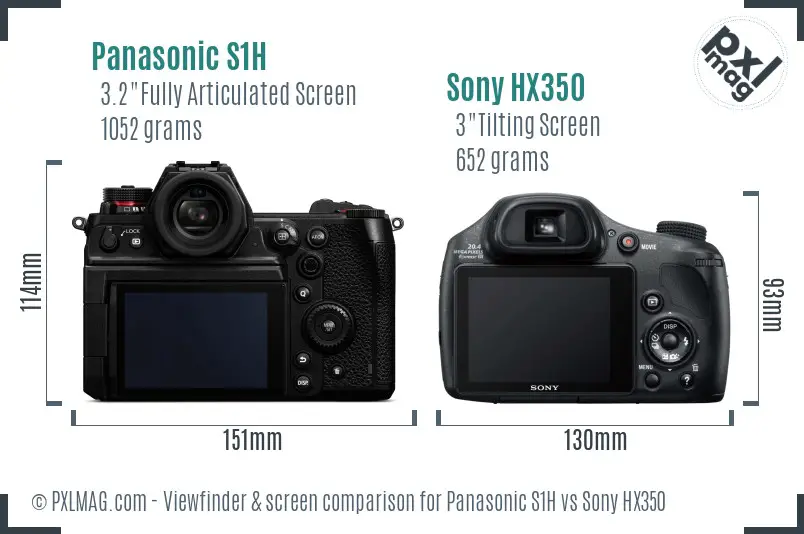 Panasonic S1H vs Sony HX350 Screen and Viewfinder comparison