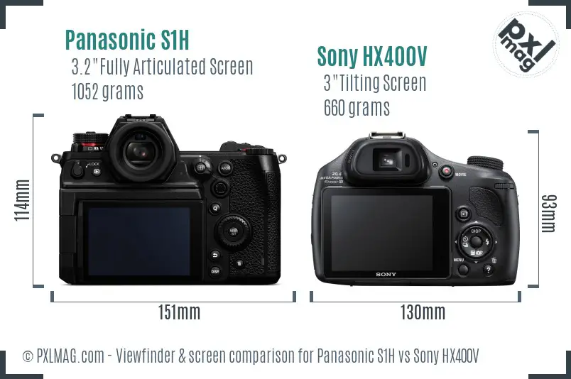 Panasonic S1H vs Sony HX400V Screen and Viewfinder comparison