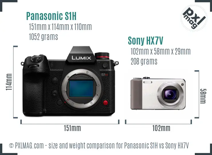 Panasonic S1H vs Sony HX7V size comparison