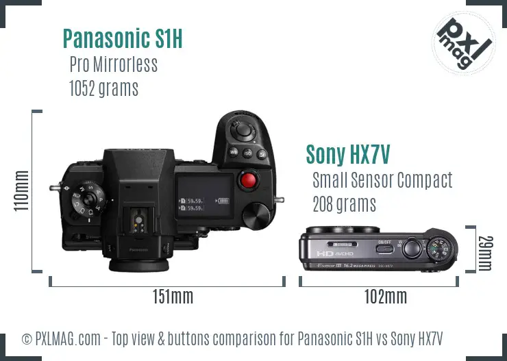 Panasonic S1H vs Sony HX7V top view buttons comparison