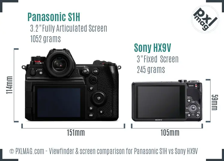 Panasonic S1H vs Sony HX9V Screen and Viewfinder comparison