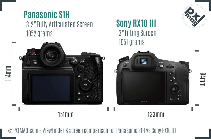 Panasonic S1H vs Sony RX10 III Screen and Viewfinder comparison