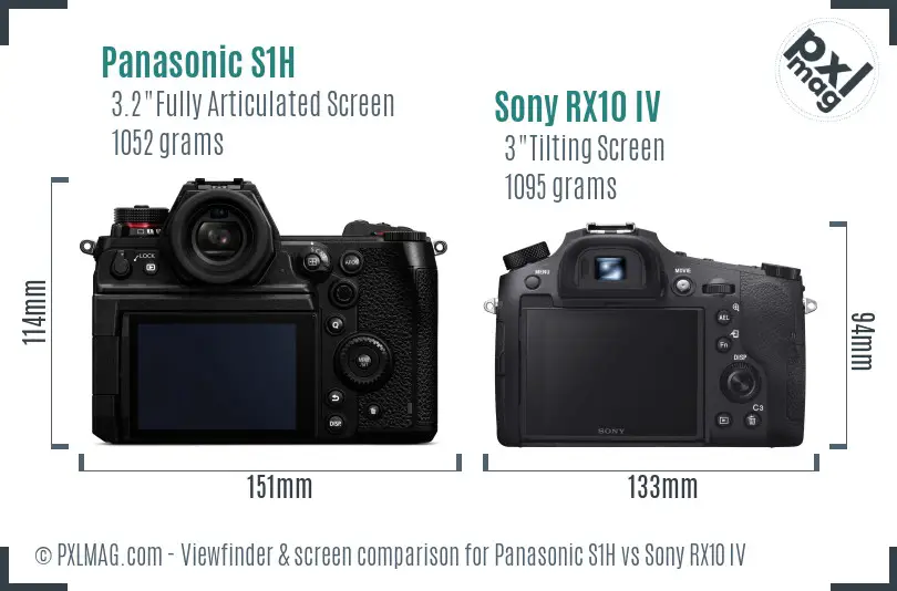 Panasonic S1H vs Sony RX10 IV Screen and Viewfinder comparison