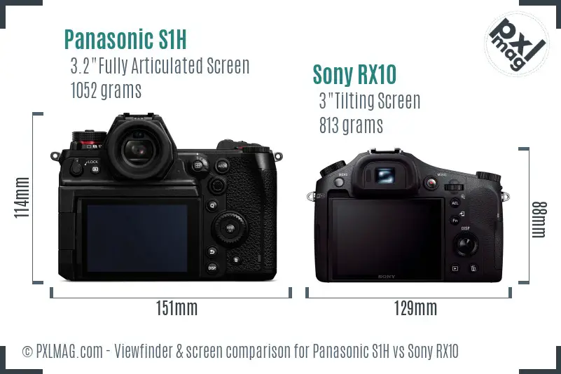 Panasonic S1H vs Sony RX10 Screen and Viewfinder comparison