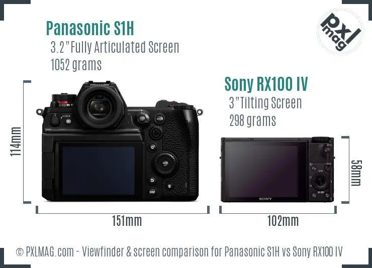 Panasonic S1H vs Sony RX100 IV Screen and Viewfinder comparison