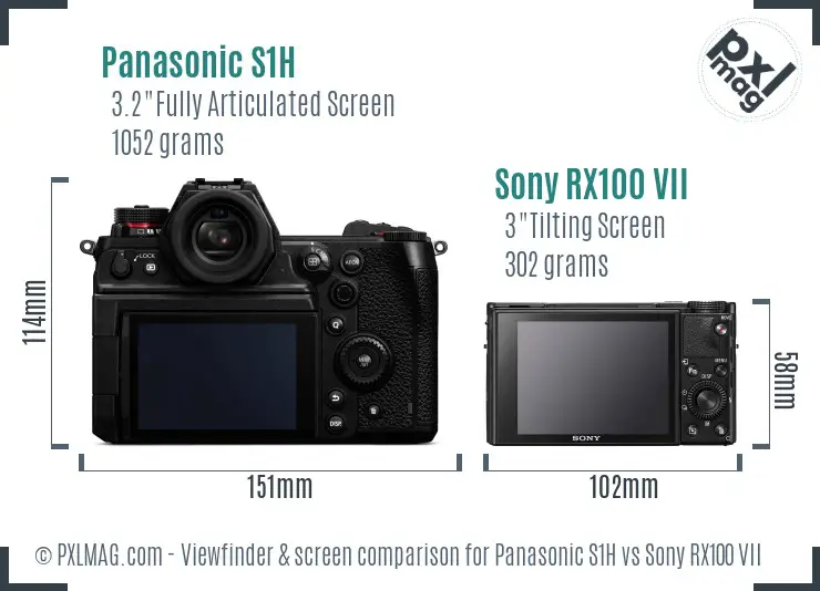 Panasonic S1H vs Sony RX100 VII Screen and Viewfinder comparison