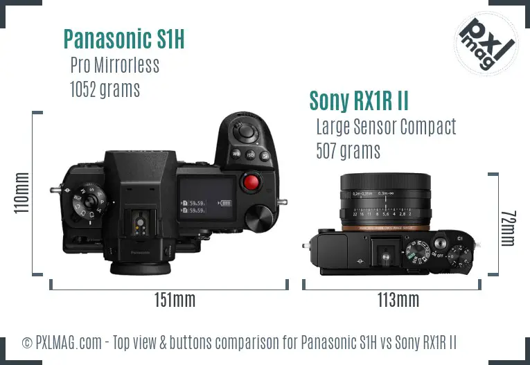 Panasonic S1H vs Sony RX1R II top view buttons comparison Panasonic S1H vs Sony RX1R II top view buttons comparison