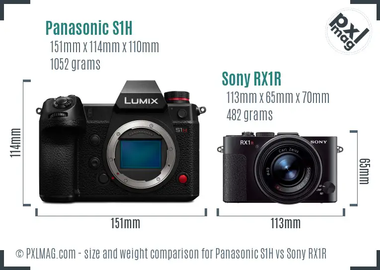 Panasonic S1H vs Sony RX1R size comparison
