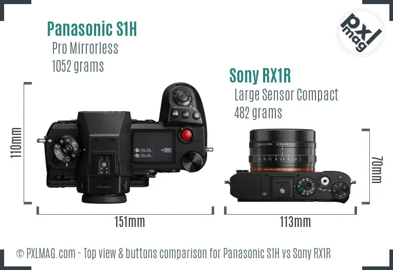 Panasonic S1H vs Sony RX1R top view buttons comparison