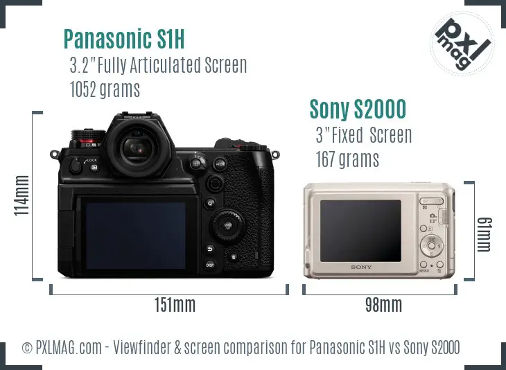 Panasonic S1H vs Sony S2000 Screen and Viewfinder comparison