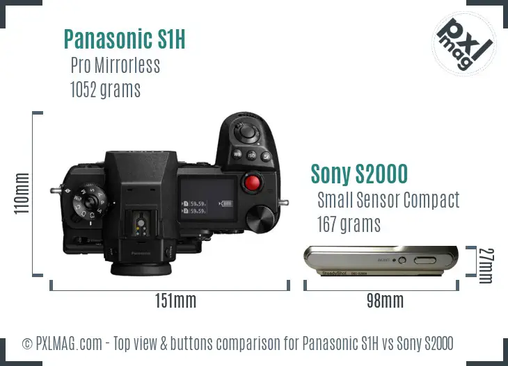Panasonic S1H vs Sony S2000 top view buttons comparison