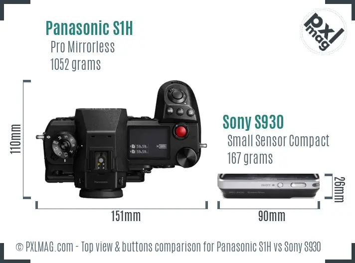 Panasonic S1H vs Sony S930 top view buttons comparison