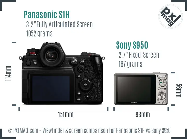 Panasonic S1H vs Sony S950 Screen and Viewfinder comparison